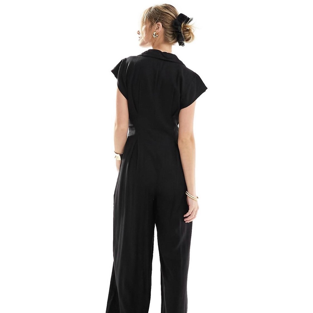 Asos Design Collared Linen Mix Button Up Jumpsuit… - image 3